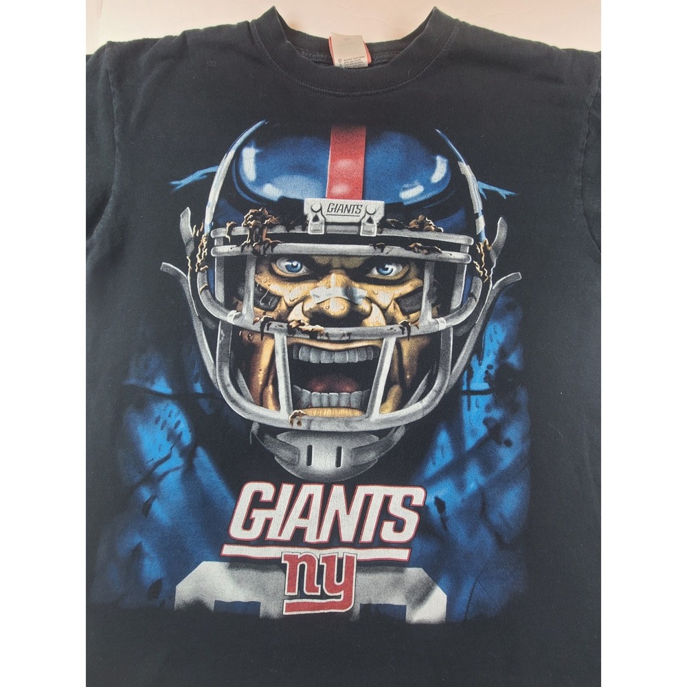 NFL New York Giants Mens Large Black Graphic T-Shirt Helmet Face Football Team‎